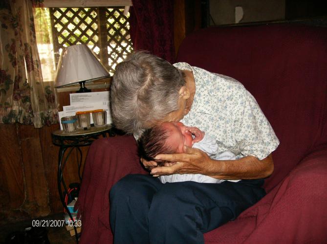 seeing her great granddaughter for the first time