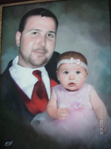 oil painting of granson Garrett & great granddaughter Gabby. Garrett passed befor Gabby was born